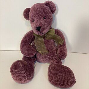 Teddy Bear Purple Chenille Corduroy Bow 16" Pier 1 Imports Stuffed Toy Plush